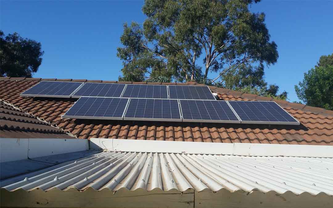 solar panels on a tiled roof